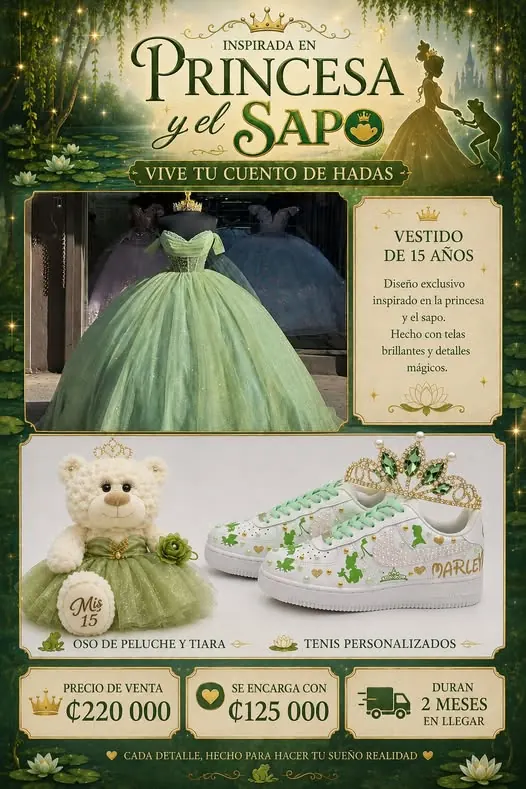 Tiana · vestido, tenis y osito